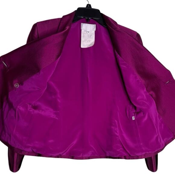 Vintage Badgley Mischka Two-Piece Satin Blend Magenta Blazer and Skirt Size 10 - Picture 9 of 13